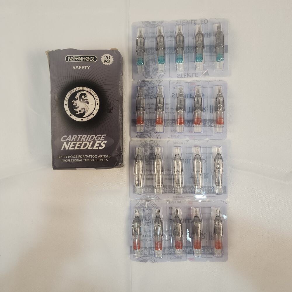 (1 Pack - 20PC) Wormhole Cartridge Needles for Tattoo Artists, 5RL 5RM 5M1 Mixed